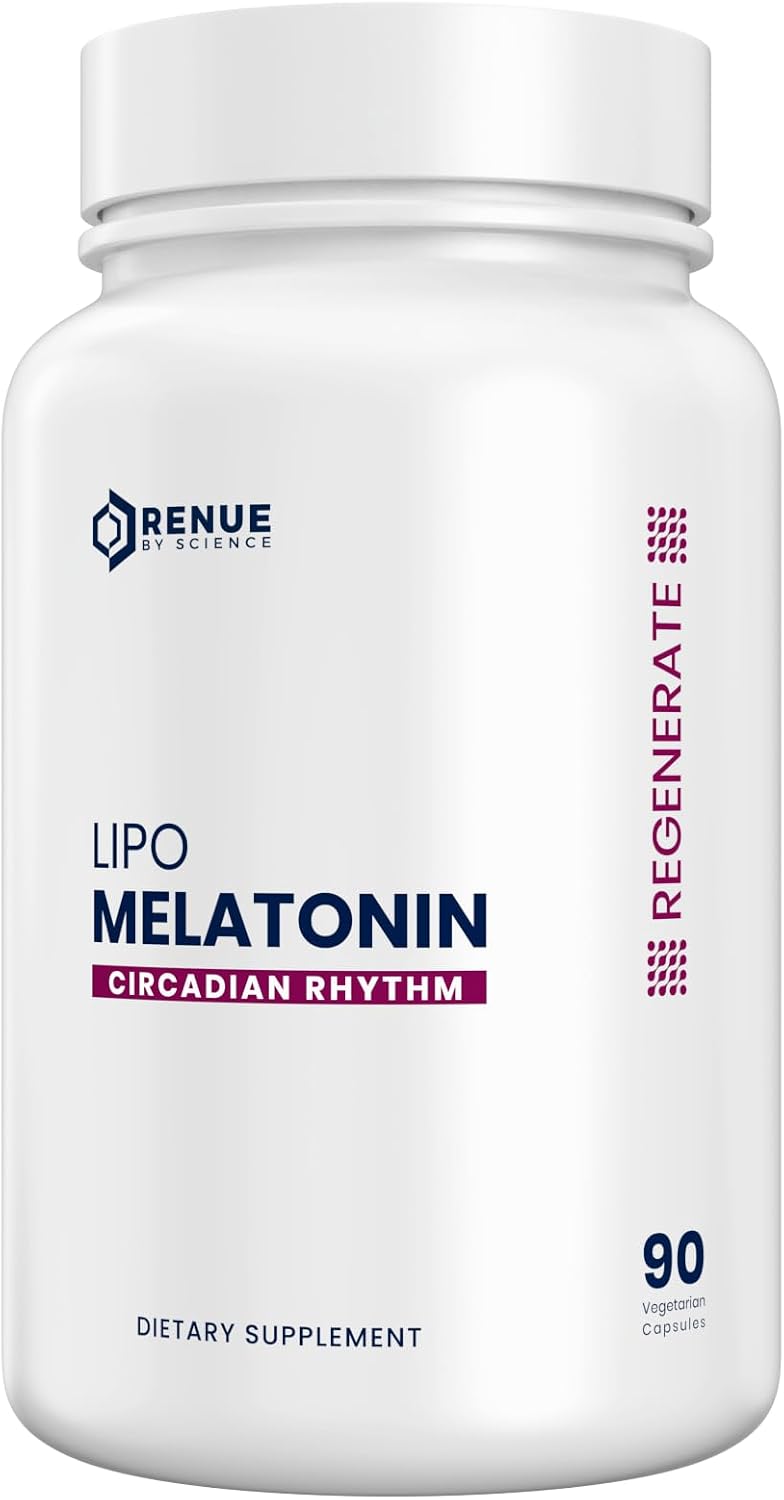 Renue By Science Melatonin | Liposomal Melatonina Supplement | 90 High Strength Melatonin Capsules - 1mg Melatonin per Serving | Sleep Aid Melatonin | Non-GMO | Made in The USA & Third-Party Tested