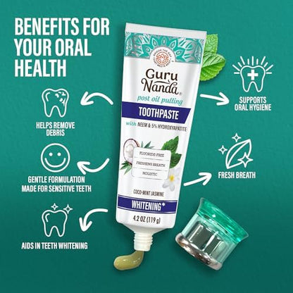 GuruNanda Whitening Duo – Hydroxyapatite Toothpaste & 7-Day Whitening Strips for a Brighter Smile & Stronger Teeth