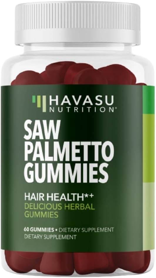 Saw Palmetto Gummies for Men, Prostate Health Supplement, 60 Count | DHT Blocker for Men for Hair Health & Male Patterned Balding, Supports Scalp and Prostate Wellness, Raspberry, 30 Day Supply
