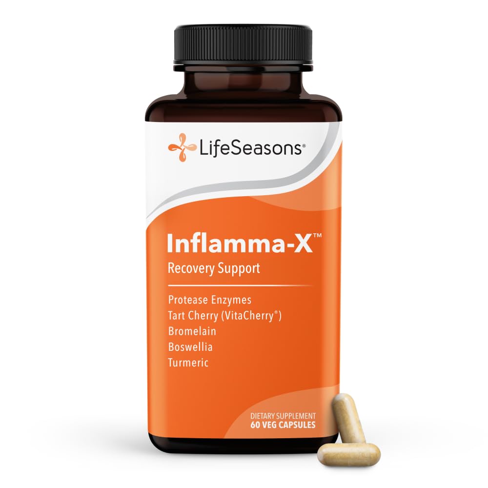 LifeSeasons Inflamma-X Joint & Tissue Support Supplement – Supports Muscle Comfort, Recovery & Flexibility – Herbal Formula with Turmeric, Bromlein, Boswellia & Protease Enzymes – 60 Capsules