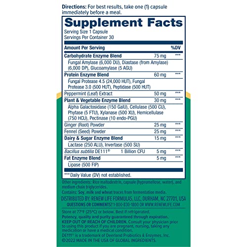 Renew Life Digestive Duo Probiotic + Enzymes; Probiotic Promotes Digestive Health