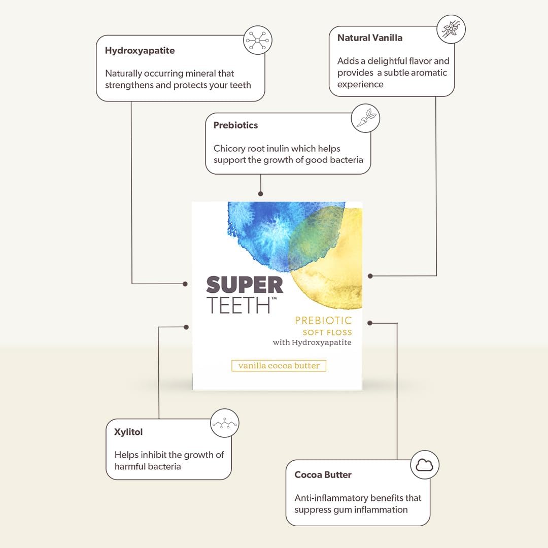 SuperTeeth Expanding Soft Dental Floss with Hydroxyapatite - Vanilla