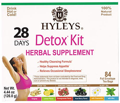 Hyleys Detox Tea for Cleanse - 28 Day Kit - 84 Tea Bags - Gift Gift For Mom For Mom