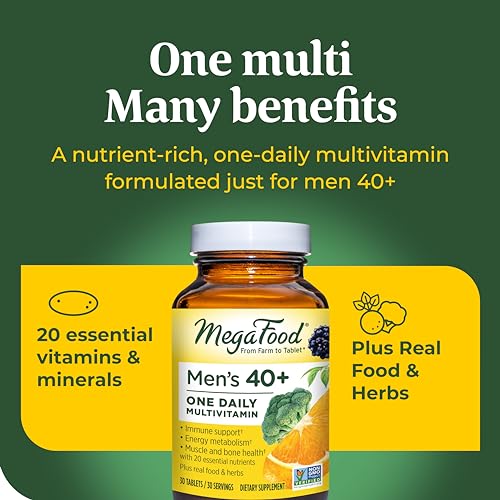 MegaFood Men's 40+ One Daily Multivitamin for Men With Vitamin B, Vitamin D3, Selenium