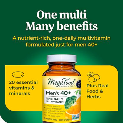 MegaFood Men's 40+ One Daily Multivitamin for Men With Vitamin B, Vitamin D3, Selenium