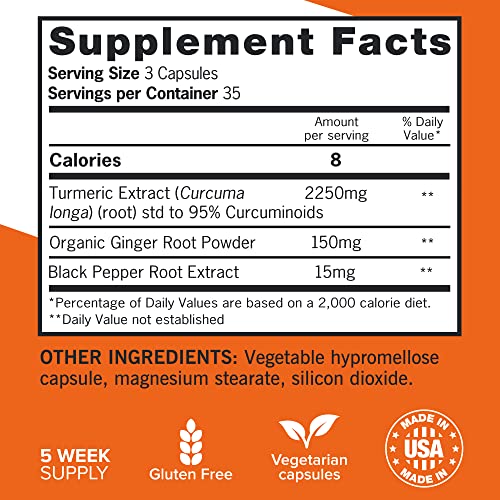 Qunol Turmeric Curcumin with Black Pepper & Ginger, 2400mg Turmeric Extract with 95%