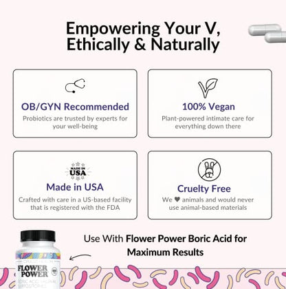 Flower Power 'Divine Vagine' Blend - 30 ct for Balance Urinary Tract Infection, V Health Support for Women