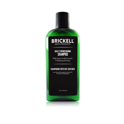 Brickell Men's Products Daily Strengthening Shampoo for Men, Mint & Tea Tree Oil To Soothe Dry and Itchy Scalp, Sulfate Free and Paraben Free, With Pro-Vitamin B5 & Hydrolyzed Protein, 8oz, Scented