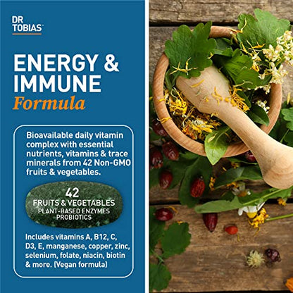 Dr. Tobias Adult Multivitamin for Women & Men, Energy & Immune Support from 42 Fruits