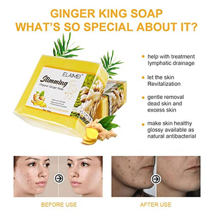 REVIGLAM Ginger Bar Soap, Vegan Slimming Ginger Bath Soap, Effective Weight Loss
