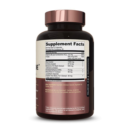 Live Conscious Beyond Hormone Daily Menopause & PMS Supplement - Metabolism Support & Healthy Estrogen Balance for Women - Berberine, DIM, Chaste Tree Berry, Maca Root, Myo & D-Chiro-Inositol - 90 Ct.