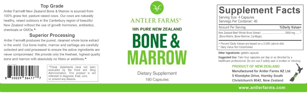 Antler Farms New Zealand Beef Liver & Bone Marrow Bundle | Grass Fed Beef Liver and Bone Marrow Supplement Bundle, Desiccated, Cold Processed, Pure and Clean Capsules