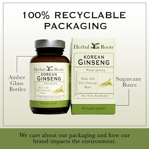 Herbal Roots Panax Ginseng | Organic Korean Ginseng Root Powder | 1000mg | High