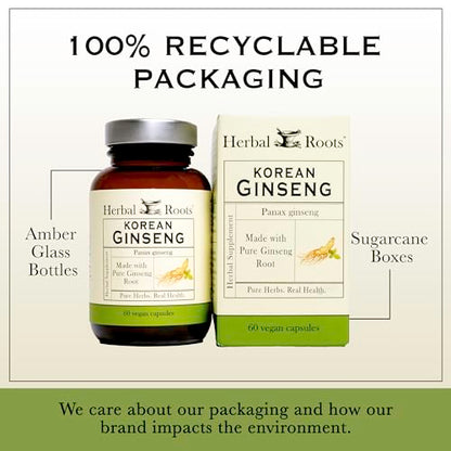 Herbal Roots Panax Ginseng | Organic Korean Ginseng Root Powder | 1000mg | High