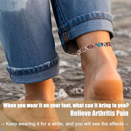 MagVIVACE Copper Anklet for Women for Arthritis and Joint, Magnetic Therapy Ankle Bracelet, Jewelry Gift