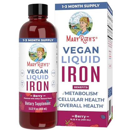 MaryRuth Organics Liquid Iron Supplement for Women Men & Kids, Iron for Healthy Blood 