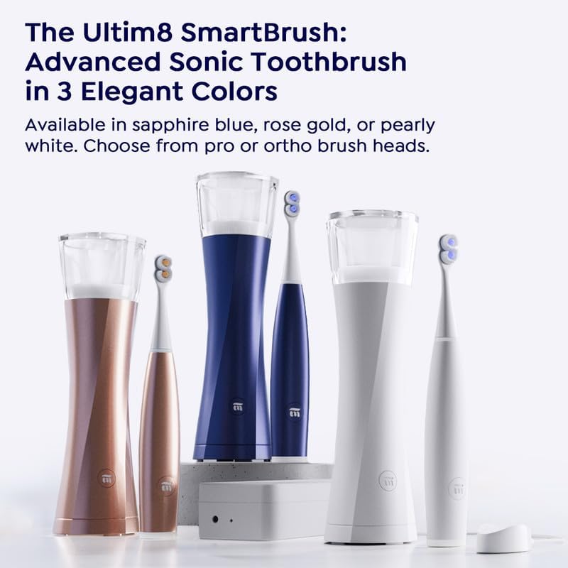 SuperMouth ULTIM8 Sonic Electric Toothbrush Bundle – SmartBrush + SmartHub + SmartCase – Rechargeable Brush – UV Sanitizing & Drying Hub with Wireless Charging – Travel Case with UV Light – Rose Gold