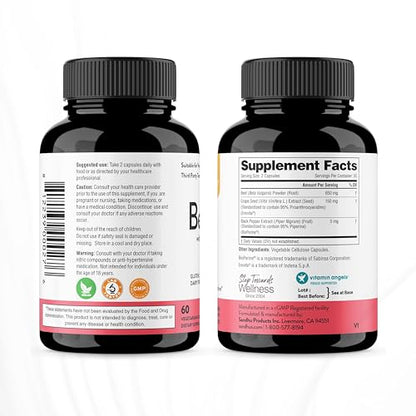 Sandhu's Beet Root Powder Capsules with Bioperine| 60 Capsules, 60 Days Supply