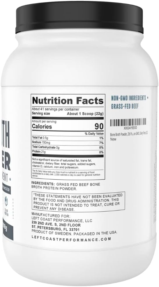 Left Coast Performance 2lb Pure Bone Broth and 2lb Vanilla Bone Broth