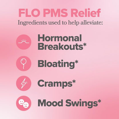 FLO PMS Gummies for Breakouts, Bloating, Cramps, & Mood – 30-Day Supply