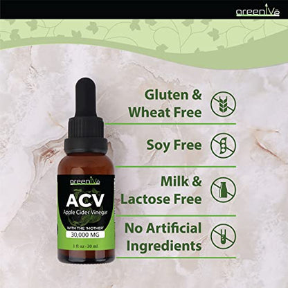 GreenIVe ACV Drops Apple Cider Vinegar Tincture with The Mother Weight Management