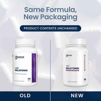Renue By Science Melatonin | Liposomal Melatonina Supplement | 90 High Strength Melatonin Capsules - 1mg Melatonin per Serving | Sleep Aid Melatonin | Non-GMO | Made in The USA & Third-Party Tested
