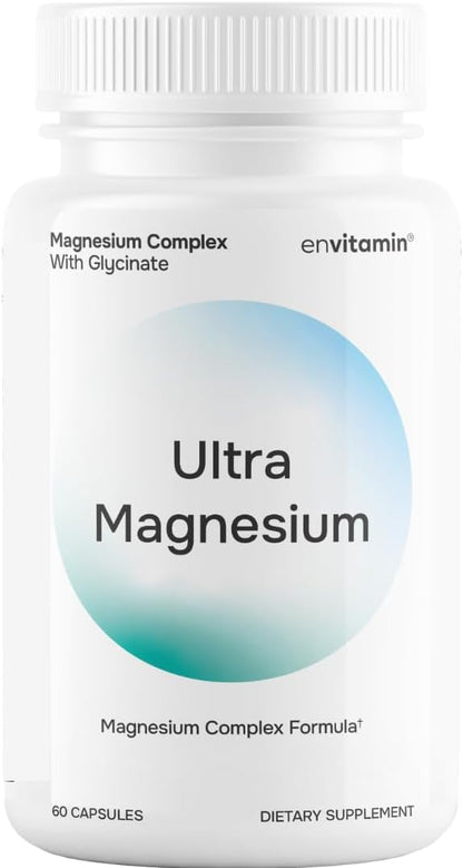 envitamin Ultra Magnesium Glycinate - 8 in 1 Formula with Methylated Vitamin B12, Vitamin D3 and B6.