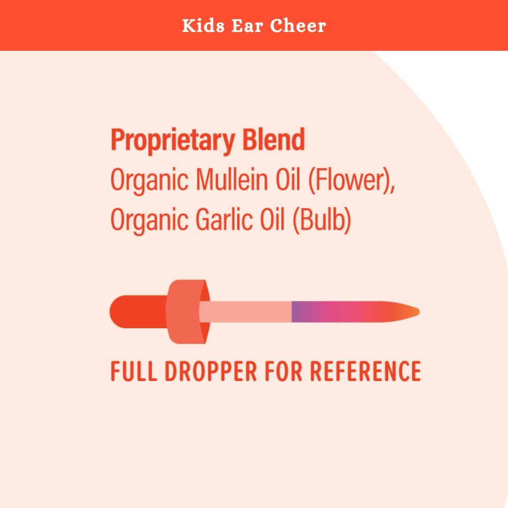 SPRIGS Kids Ear Cheer Tincture to Support Healthy Ears, 2 Fl Oz | Gentle Soothing Formula with Garlic Oil & Organic Mullein to Support Comfort | Easy to Use & Convenient Dropper for Children