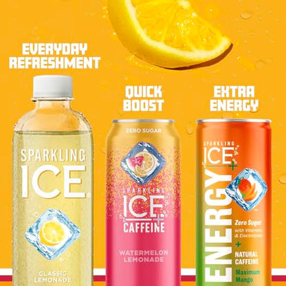 Sparkling Ice, Classic Lemonade Sparkling Water, Zero Sugar Flavored Water