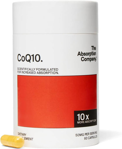 The Absorption Company CoQ10 - Heart Health & Energy Support - 60 Capsules | Fertility & Stamina Aid, Bioavailable & Third-Party Tested, High-Absorption Supplement for Men & Women, 10x More Bioavailable