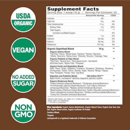 COUNTRY FARMS Super Greens Chocolate Flavor, 50 Organic Super Foods, USDA