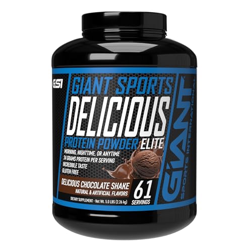 Giant Sports Delicious Elite, 24g of Whey Protein Powder Chocolate Shake with Muscle 