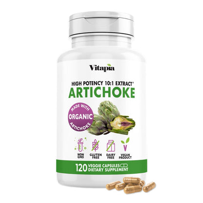Vitapia Organic Artichoke Extract Supplement - Liver Cleanse Detox & Repair, Liver Health, Digestion, Antioxidant Support - 120 Vegan Capsules, Non GMO, Gluten Free