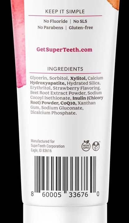 SuperTeeth Prebiotic Hydroxyapatite Toothpaste, Fluoride-Free - Mint