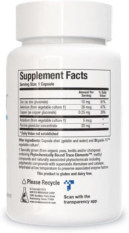Biotics Research GTA Forte II™ Selenium Supplement with Zinc, Copper, Porcine Glandular & Rubidium, Endocrine Glands Support, Optimal Hormonal Balance, Phytochemically Bound Trace Elements 90 Capsules
