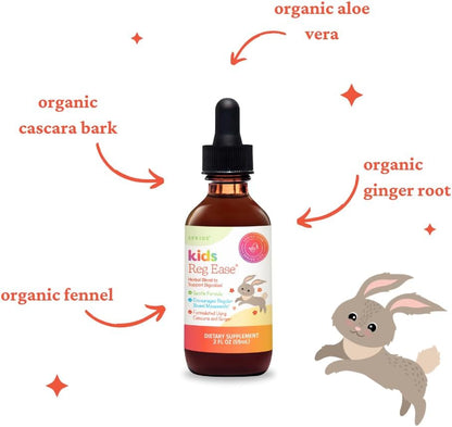 SPRIGS Kids Reg Ease Digestive Supplement, 2 Fl Oz | Gentle Herbal Blend Tincture with Organic Herbs Like Cascara & Ginger to Support Child Digestion | Encourages Regular Bowel Movement in Children