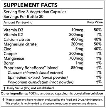 Nature Restore BoneBoost Bone Density Supplement with Patented Osteosine® - Natural Skeletal Strength Complex, 90 Vegan Capsules