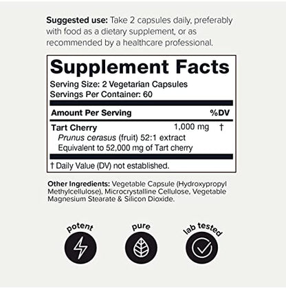 Toniiq Ultra High Strength Tart Cherry Capsules - 52,000mg 52x Concentrated Extract