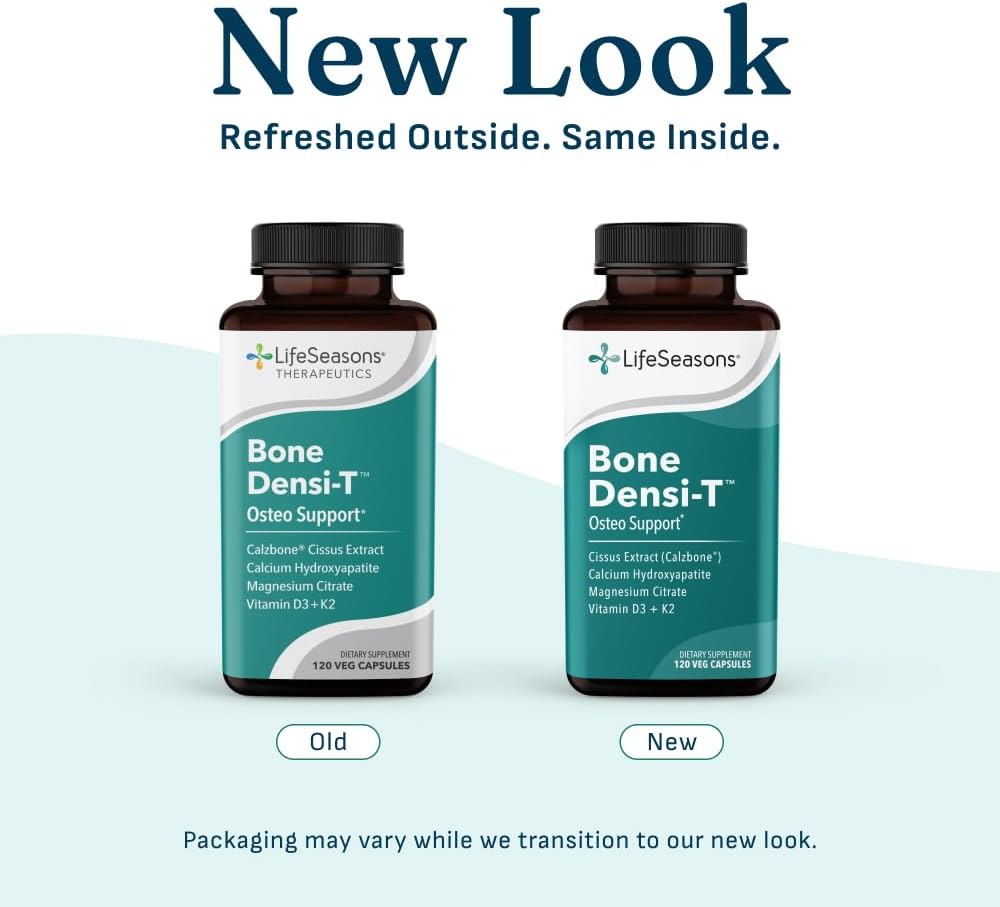 LifeSeasons Bone Densi-T - Osteo & Calcium Support - Bone Mineral Density, Pliability & Healing - Skeletal Strength & Tissue Production - Calcium, Magnesium & Vitamin D - 120 Capsules