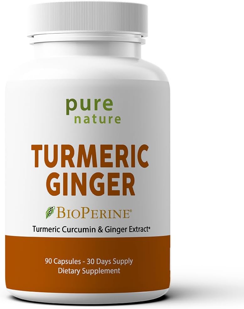 PureNature Turmeric Ginger - with 95% Curcuminoids & BioPerine, Curcumin, 90 Capsules