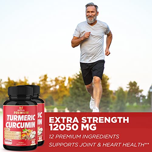 (2 Packs) Premium Turmeric Curcumin Supplement 12050mg with Ginger, Apple Cider