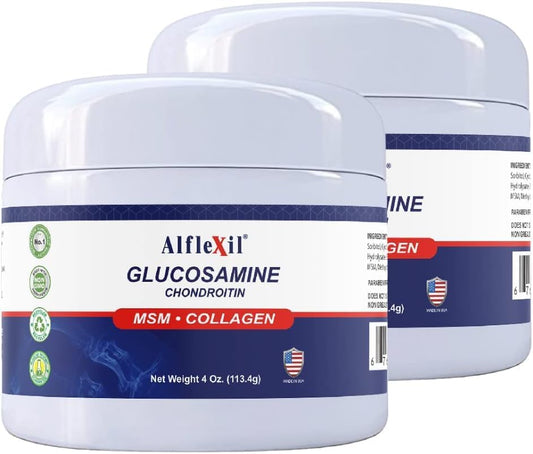 ALFA VITAMINS ALFLEXIL Glucosamine Plus Chondroitin Cream with MSM & Collagen, 4 Oz, 2-Pack