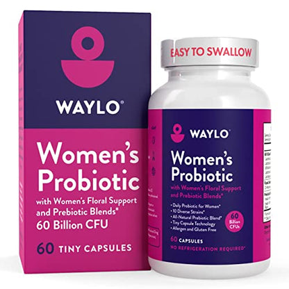 Probiotics for Women | Easy to Swallow Tiny Capsule | with Prebiotics, 60 Billion CFUs 