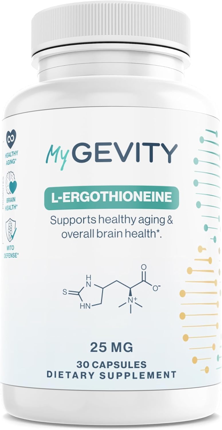 L-Ergothioneine Supplement 25mg – Fermentation-Based 99.9%+ Purity – Physician Formulated Antioxidant for Brain, Heart & Longevity – Vegan, Non-GMO, No Seed Oils, GMP USA – 30 Capsules