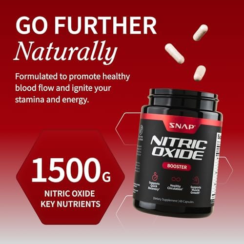 Snap Supplements Nitric Oxide Booster + Testo Booster Bundle for Men, 60 Vegetarian Capsules Each (1 Month Supply)