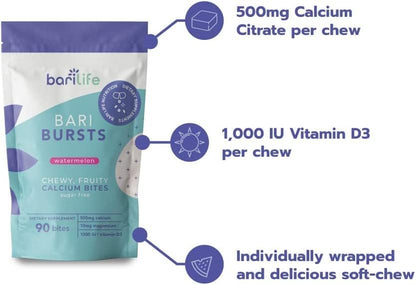 Bari Life Just One Chewable: Once Daily Bariatric Multivitamin + Iron and and BariBurst Calcium Citrate Soft Chews for Gastric Bypass, Gastric Sleeve and Duodenal Switch (Butter Toffee)