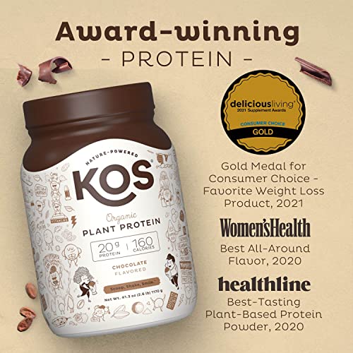 KOS Vegan Protein Powder Erythritol Free, Chocolate - Organic Pea Protein Blend