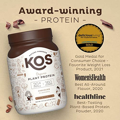KOS Vegan Protein Powder Erythritol Free, Chocolate - Organic Pea Protein Blend