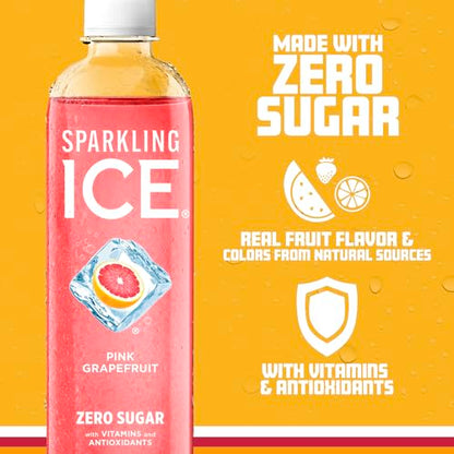 Sparkling Ice, Pink Grapefruit Sparkling Water, Zero Sugar Flavored Water, with Antioxidants