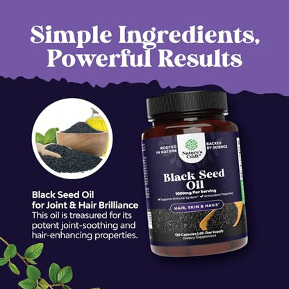 Cold Pressed Black Seed Oil Capsules - Vegan Nigella Sativa Black Cumin Seed Oil